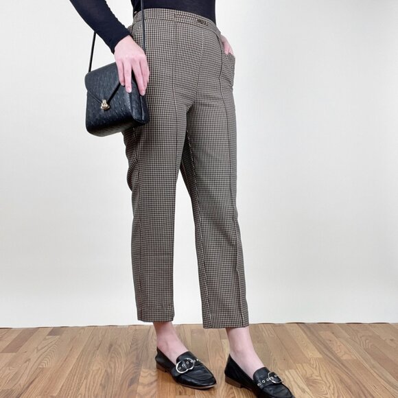 Vintage High Rise Waisted Plaid Check Trouser Pants Preppy Dark Light Academia - Picture 3 of 5